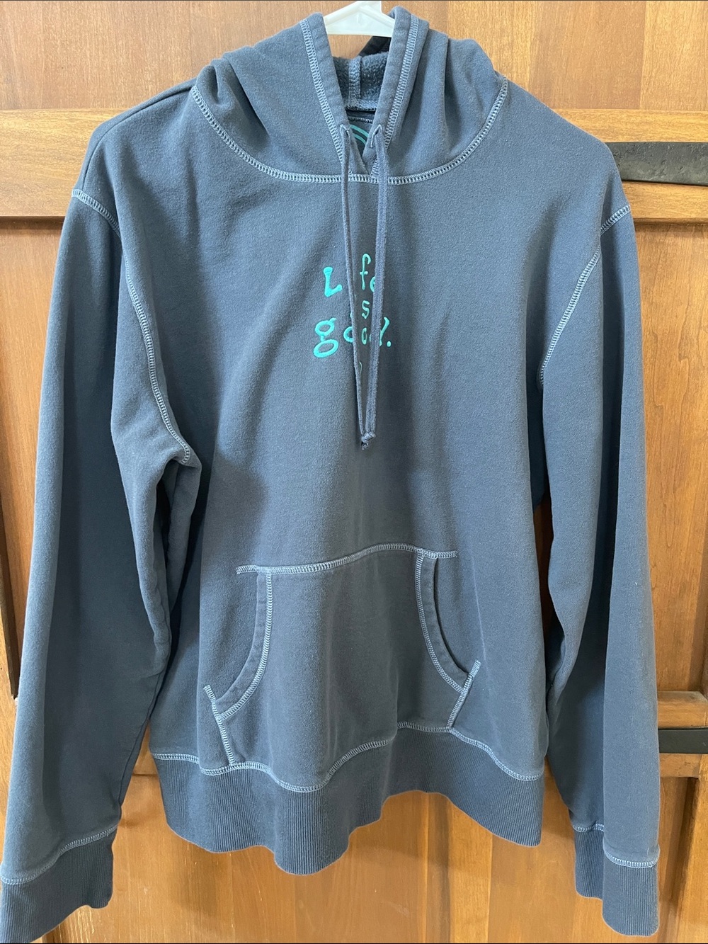 Life Is Good Hoodie with Teal Script